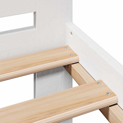 Bed Frame | White | Solid pinewood | 200x200 cm | Bed Frame | Rectangular