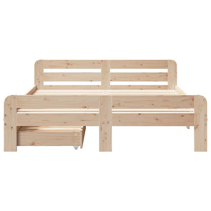 Bed frame without Mattress 150x200 cm King Size Solid Wood Pine