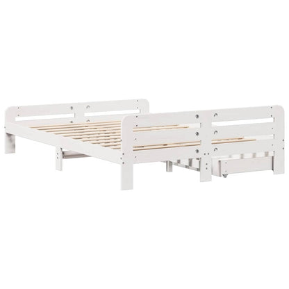 Bed Frame | White | Solid pinewood | King Size | Bed Frame | Rectangular