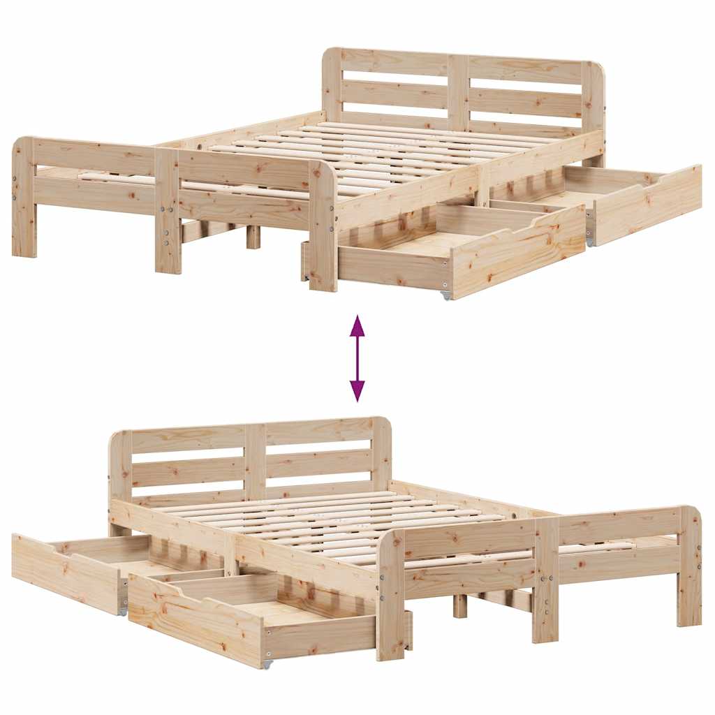 Bed frame without Mattress 120x200 cm Solid Wood Pine