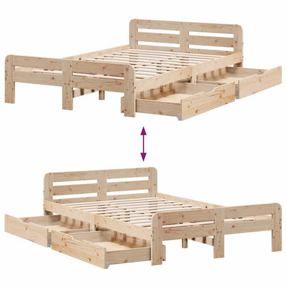 Bed frame without Mattress 120x200 cm Solid Wood Pine