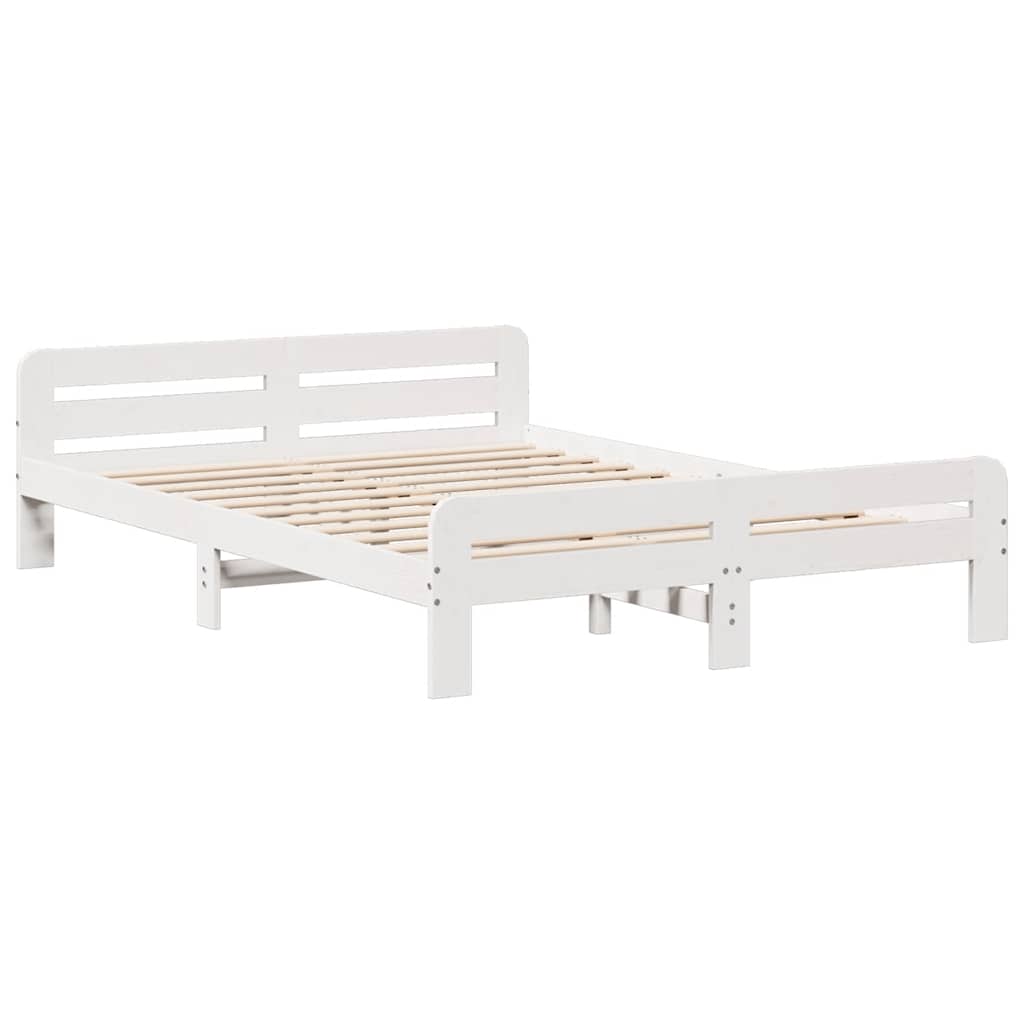 Bed Frame | White | Solid pinewood | Double | Bed Frame | Rectangular