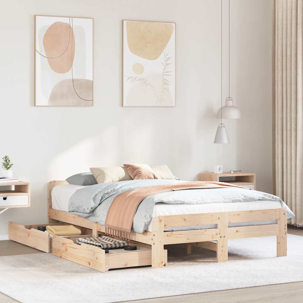 Bed Frame | Natural | Solid pinewood | Small Double | Bed Frame