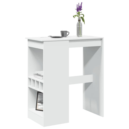 Bar Table with Racks White 90x47,5x103,5 cm Engineered Wood