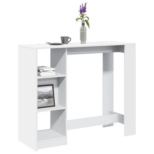 Bar Table with Shelf White 124x46x103,5 cm Engineered Wood