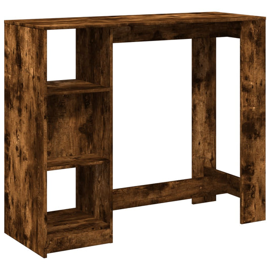 Bar Table | Smoked Oak | Engineered Wood | 124x46x103.5 cm | Storage