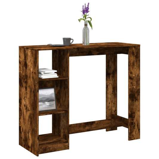 Bar Table | Smoked Oak | Engineered Wood | 124x46x103.5 cm | Storage