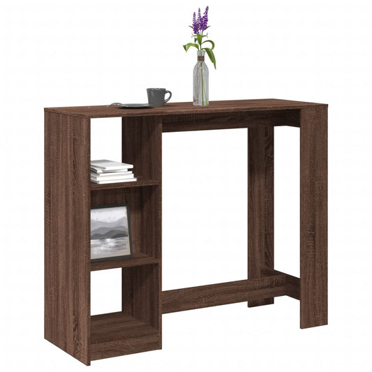 Bar Table with Shelf Brown Oak 124x46x103,5 cm Engineered Wood