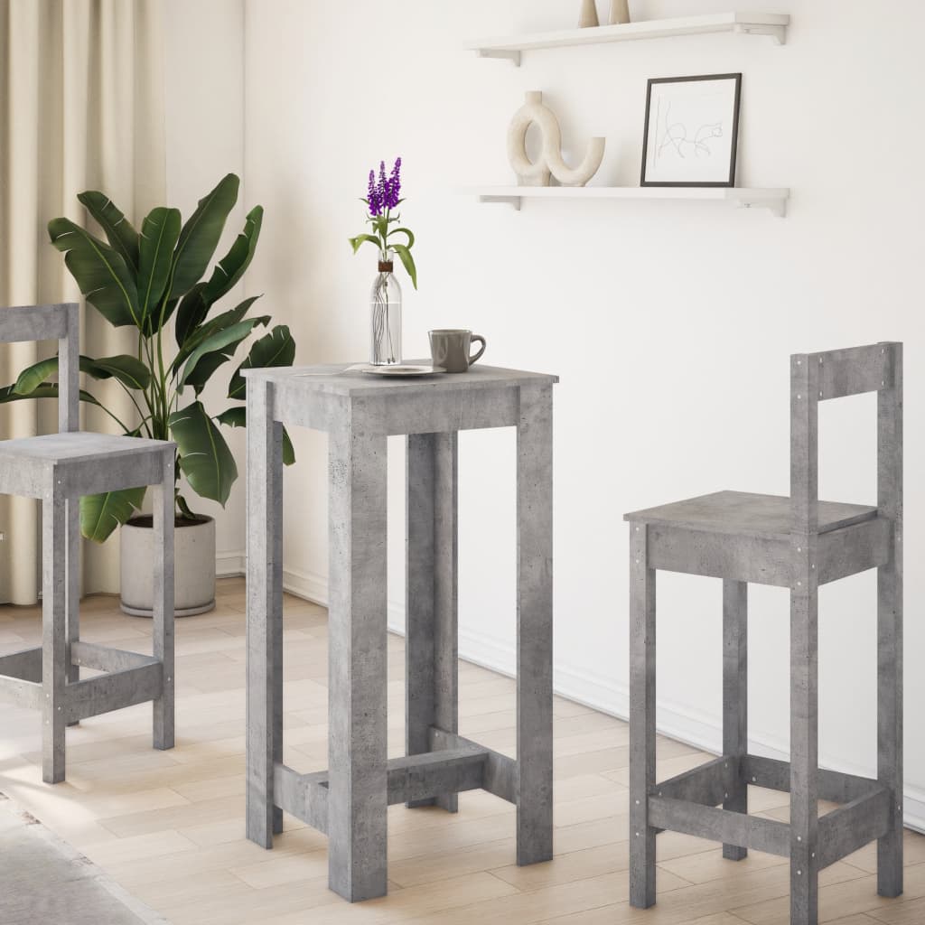 Bar Table Concrete Grey 51x50x103,5 cm Engineered Wood