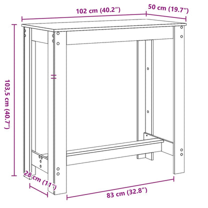 Bar Table White 102x50x103,5 cm Engineered Wood
