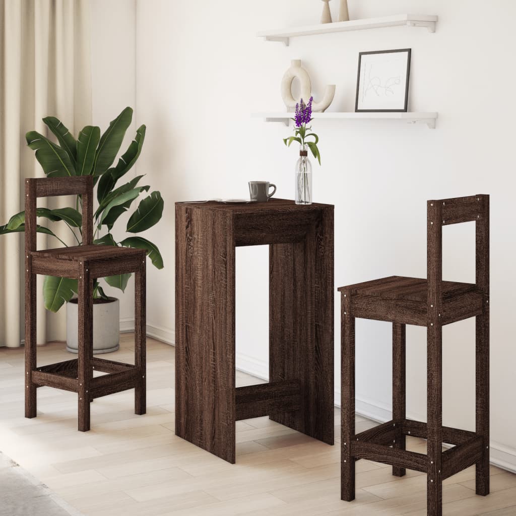 Bar Table Brown Oak 51x50x103,5 cm Engineered Wood