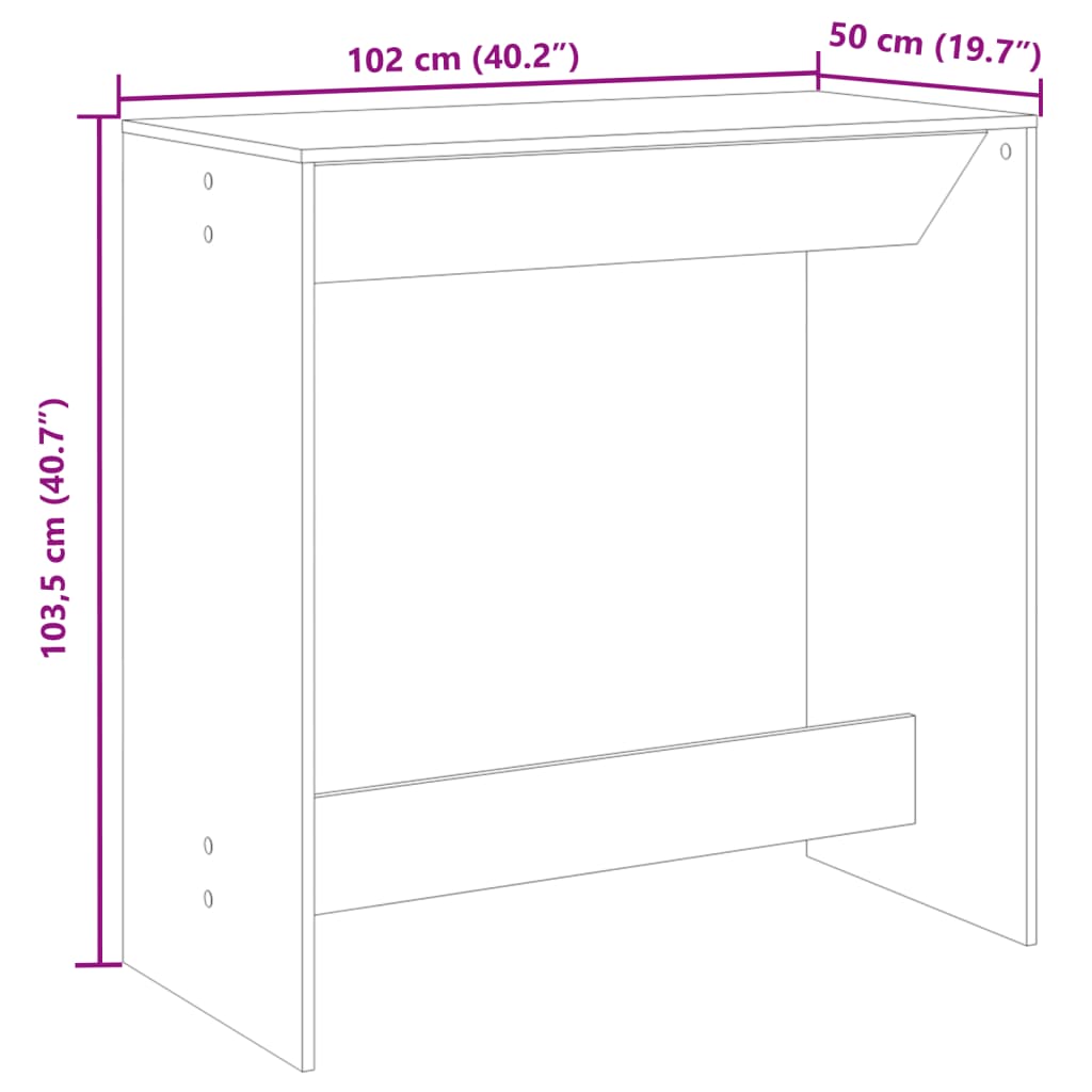 Bar Table Concrete Grey 102x50x103,5 cm Engineered Wood