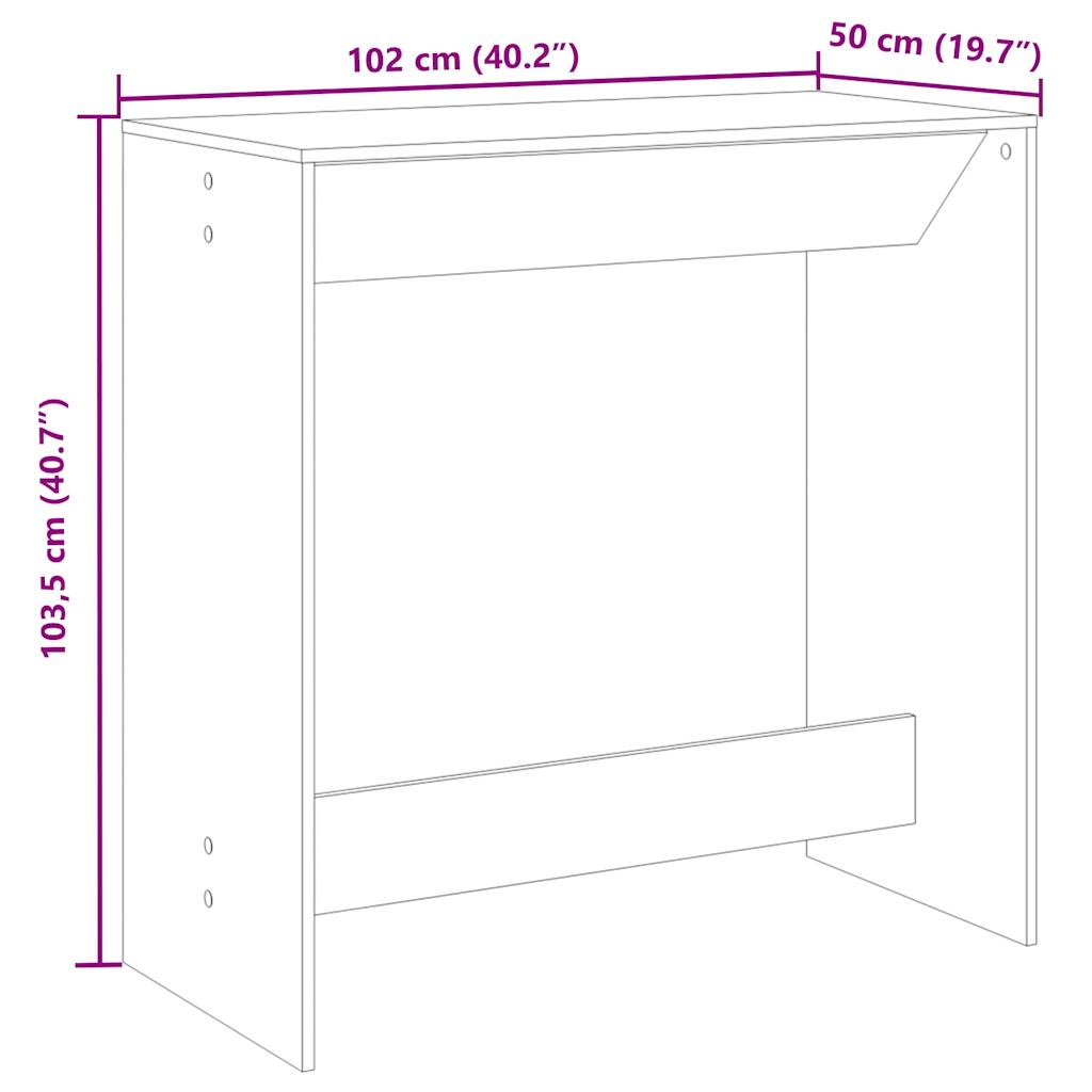 Bar Table Grey Sonoma 102x50x103,5 cm Engineered Wood