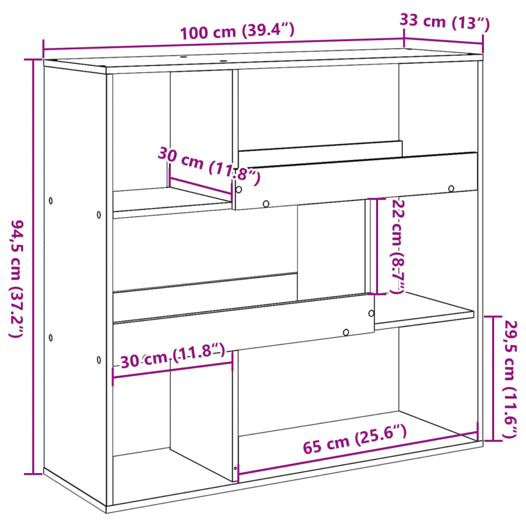 Book Cabinet/Room Divider Smoked Oak 100x33x94,5 cm