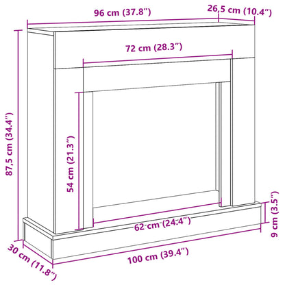 Fireplace Surround Black 100x30x87.5 cm Engineered Wood