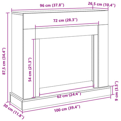 Fireplace Surround Concrete Grey 100x30x87.5 cm Engineered Wood