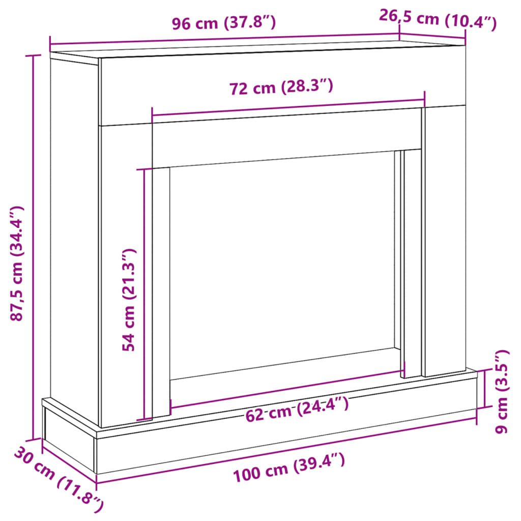 Fireplace Surround Smoked Oak 100x30x87.5 cm Engineered Wood