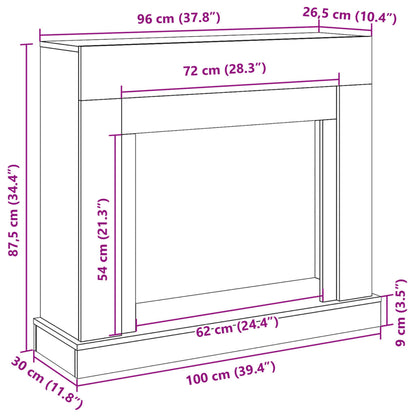 Fireplace Surround Grey Sonoma 100x30x87.5 cm Engineered Wood