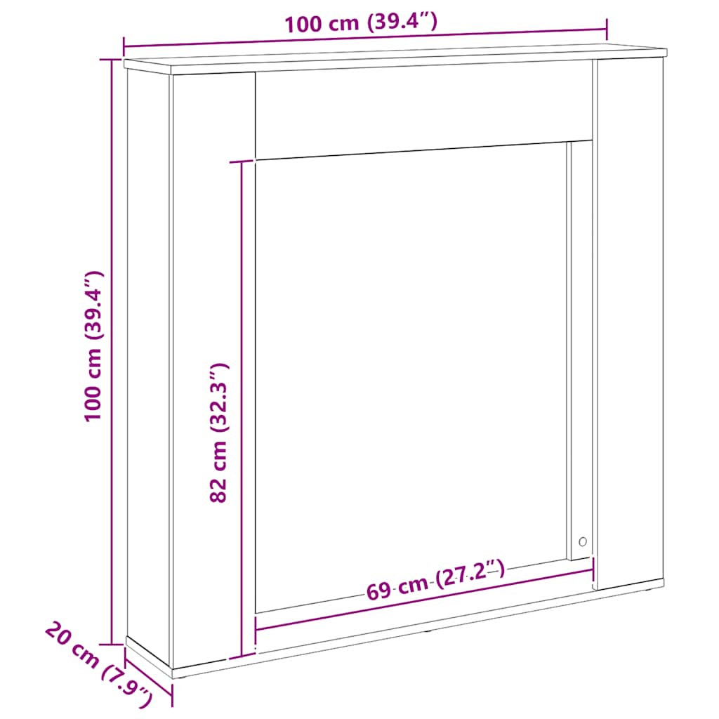 Fireplace Surround Artisan Oak 100x20x100 cm Engineered Wood