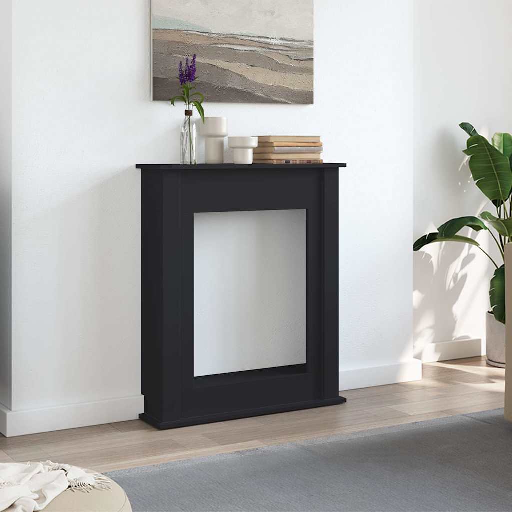 Fireplace Surround Black 75x20x87.5 cm Engineered Wood
