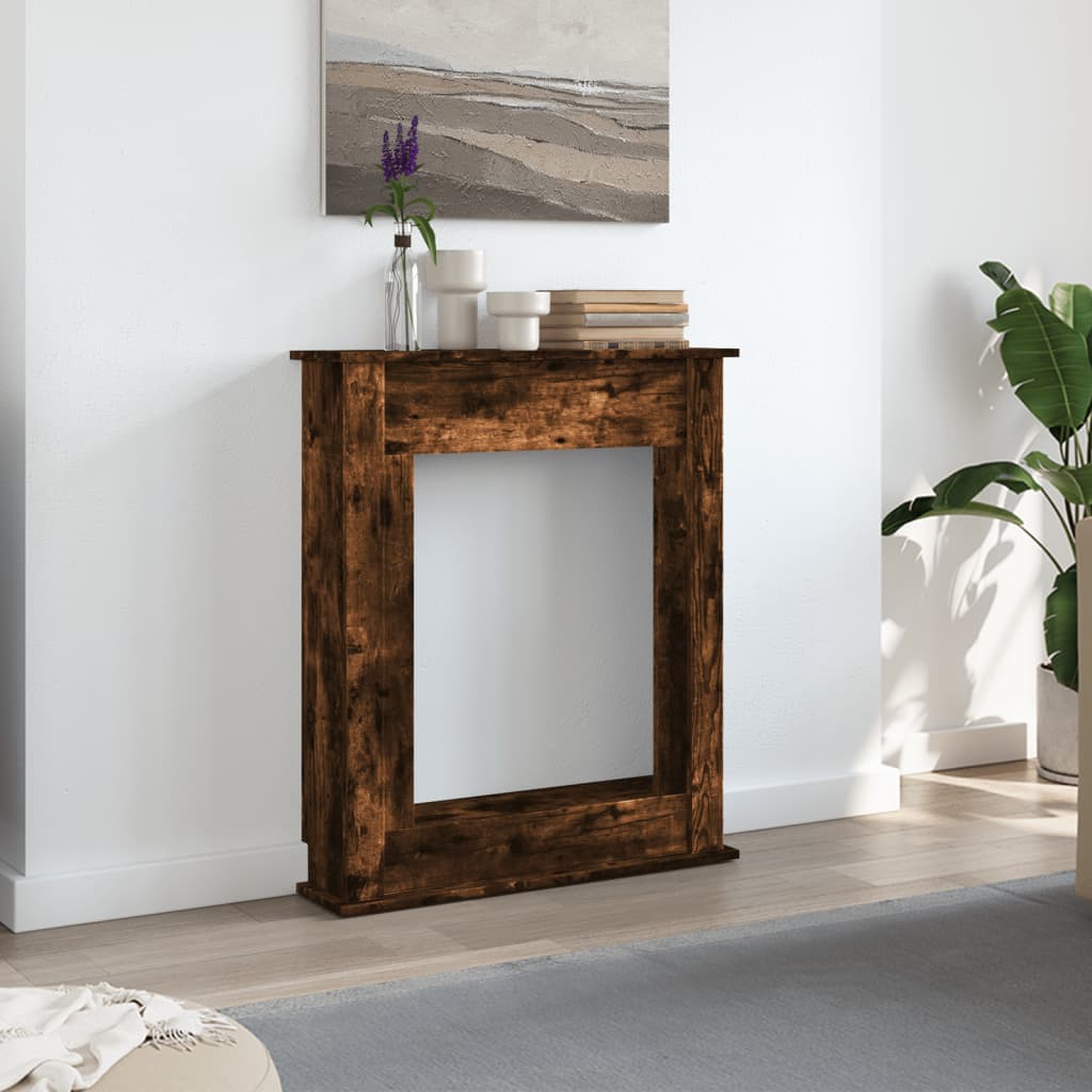 Fireplace Surround Smoked Oak 75x20x87.5 cm Engineered Wood