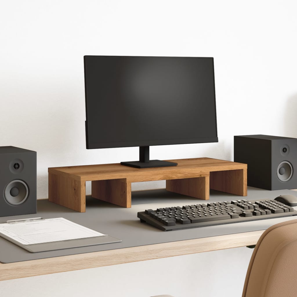 Monitor Stand Adjustable Artisan Oak 60x24x10.5 cm Engineered Wood