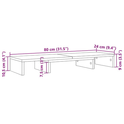 Monitor Stand Riser Adjustable White 80x24x10.5 cm Engineered Wood