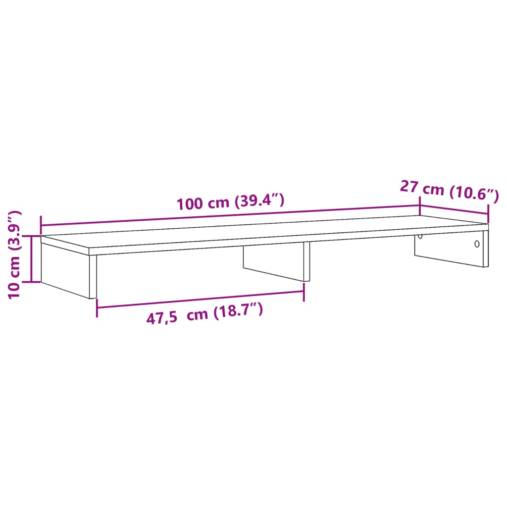 Monitor Stand Brown Oak 100x27x10 cm Engineered Wood