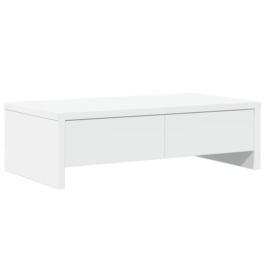 Monitor Stand with Drawers White 50x27x15 cm Engineered Wood