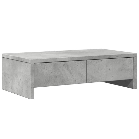 Monitor Stand with Drawers Concrete Grey 50x27x15 cm Engineered Wood