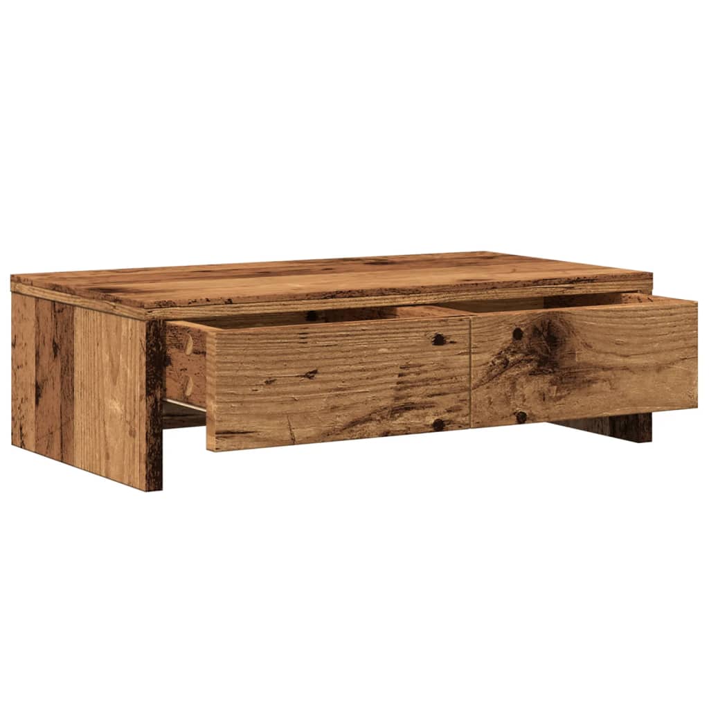 Monitor Stand with Drawers Old Wood 50x27x15 cm Engineered Wood