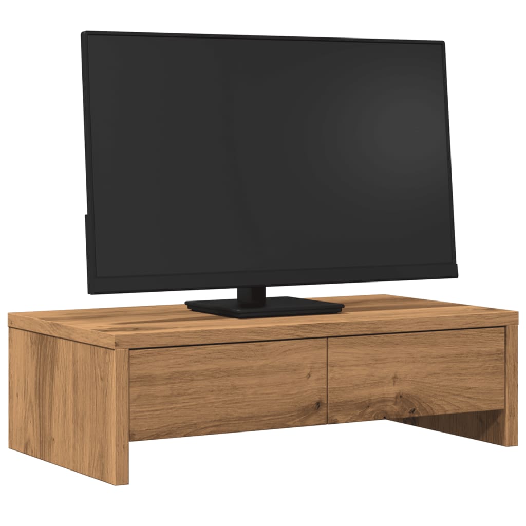 Monitor Stand with Drawers Artisian Oak 50x27x15 cm Engineered Wood