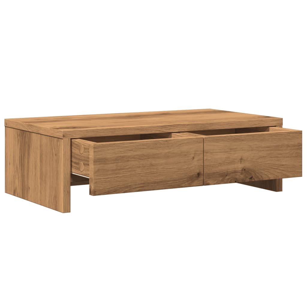Monitor Stand with Drawers Artisian Oak 50x27x15 cm Engineered Wood