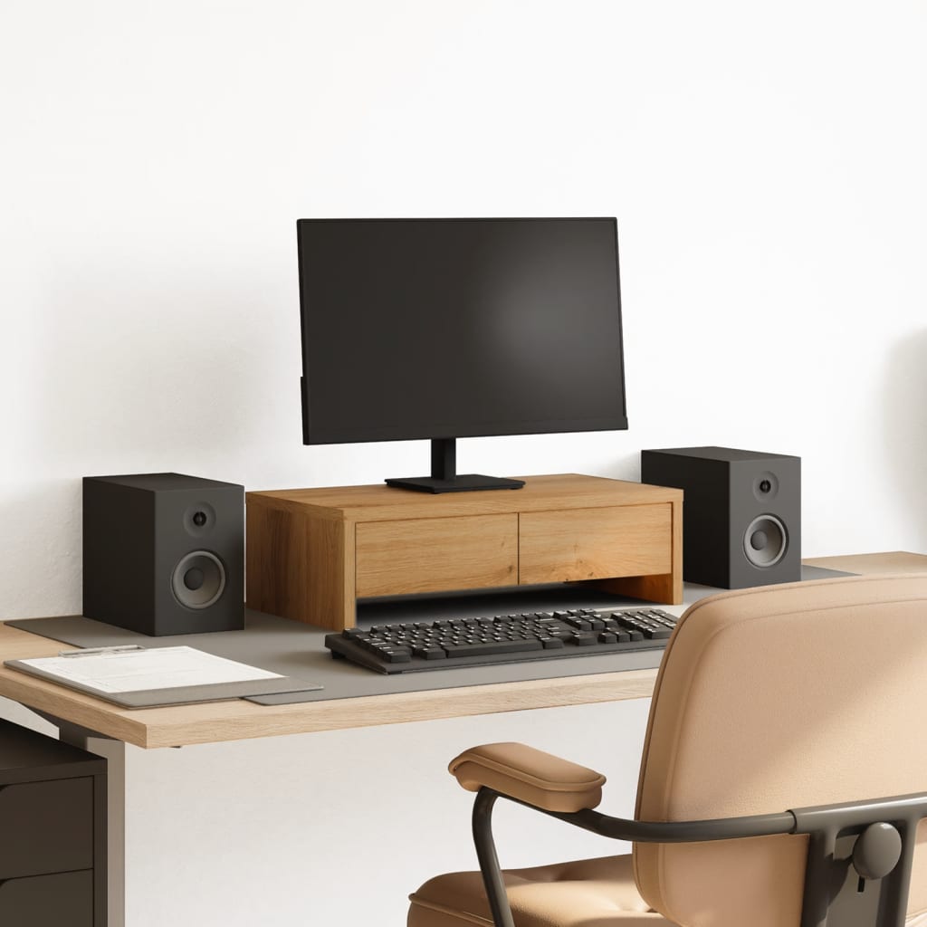 Monitor Stand with Drawers Artisian Oak 50x27x15 cm Engineered Wood