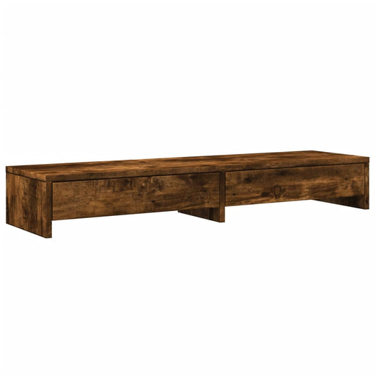 Monitor Stand with Drawers Smoked Oak 100x27x15 cm Engineered Wood