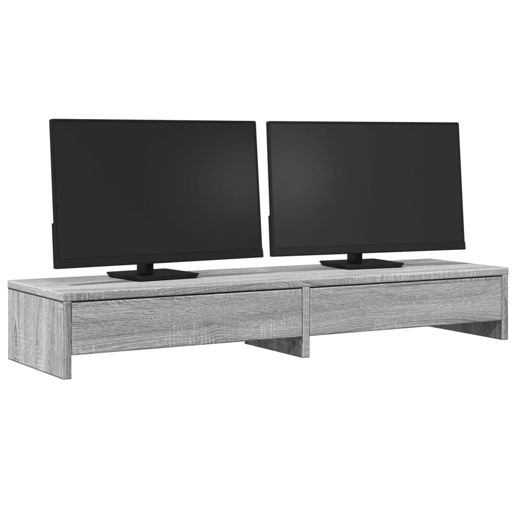 Monitor Stand with Drawers Grey Sonoma 100x27x15 cm Engineered Wood