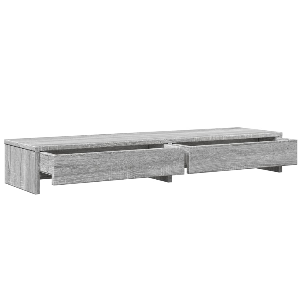 Monitor Stand with Drawers Grey Sonoma 100x27x15 cm Engineered Wood