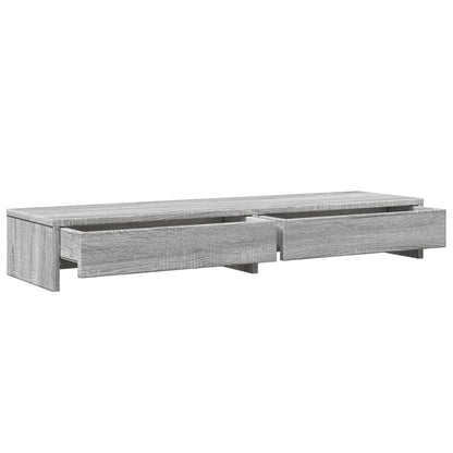 Monitor Stand with Drawers Grey Sonoma 100x27x15 cm Engineered Wood