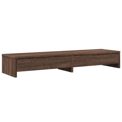 Monitor Stand with Drawers Brown Oak 100x27x15 cm Engineered Wood