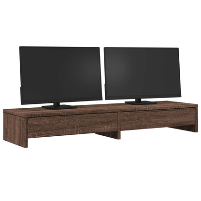 Monitor Stand with Drawers Brown Oak 100x27x15 cm Engineered Wood
