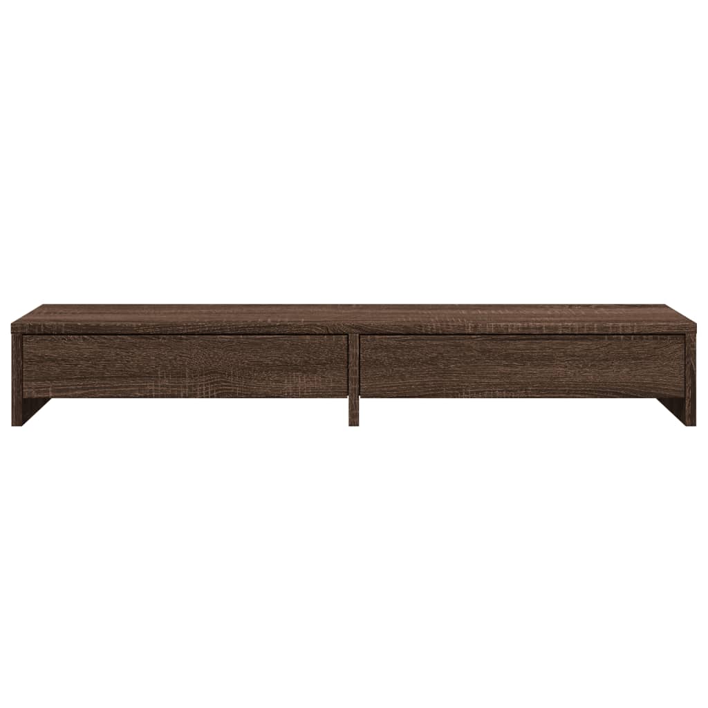 Monitor Stand with Drawers Brown Oak 100x27x15 cm Engineered Wood