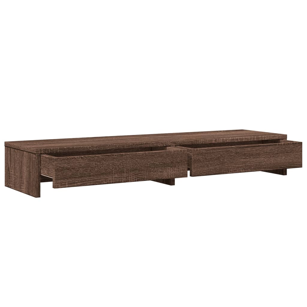 Monitor Stand with Drawers Brown Oak 100x27x15 cm Engineered Wood