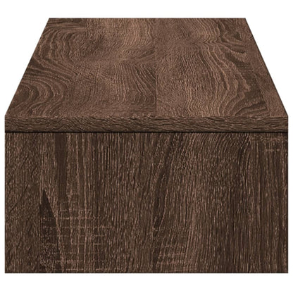 Monitor Stand with Drawers Brown Oak 100x27x15 cm Engineered Wood