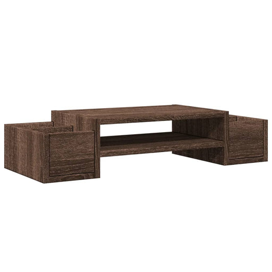 Monitor Stand with Storage Brown Oak 70x27x15 cm Engineered Wood