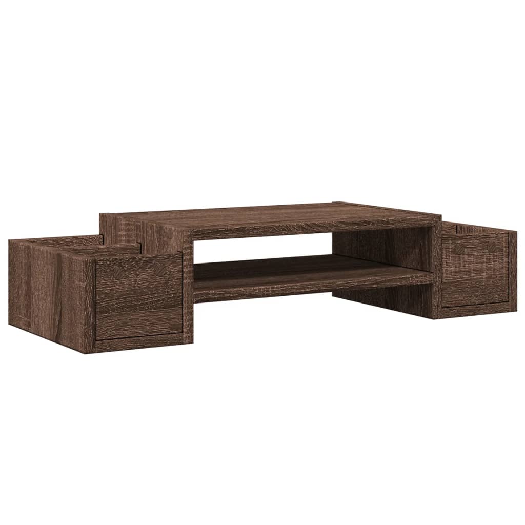Monitor Stand with Storage Brown Oak 70x27x15 cm Engineered Wood