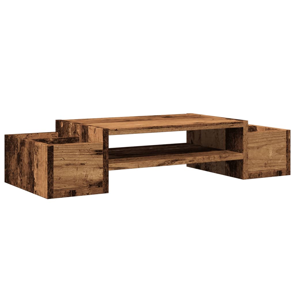 Monitor Stand with Storage Old Wood 70x27x15 cm Engineered Wood