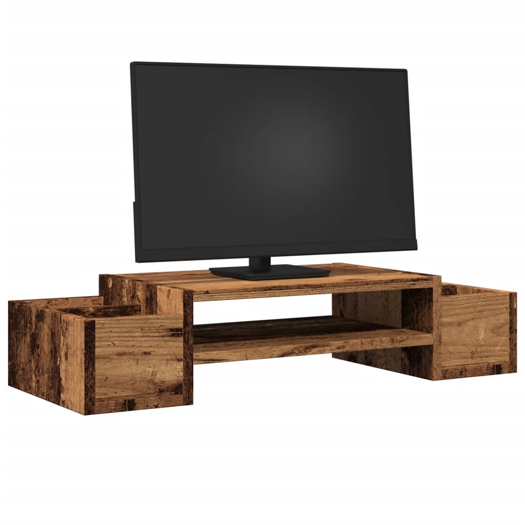 Monitor Stand with Storage Old Wood 70x27x15 cm Engineered Wood
