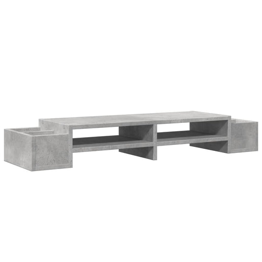 Monitor Stand with Storage Concrete Grey 100x27x15 cm Engineered Wood
