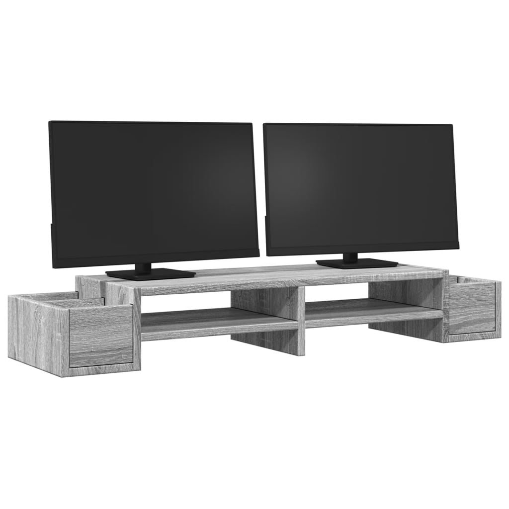 Monitor Stand with Storage Grey Sonoma 100x27x15 cm Engineered Wood