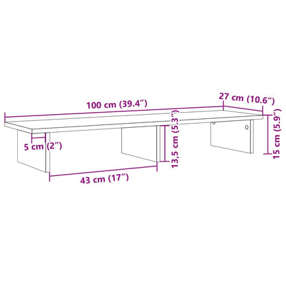 Monitor Stand Smoked Oak 100x27x15 cm Engineered Wood